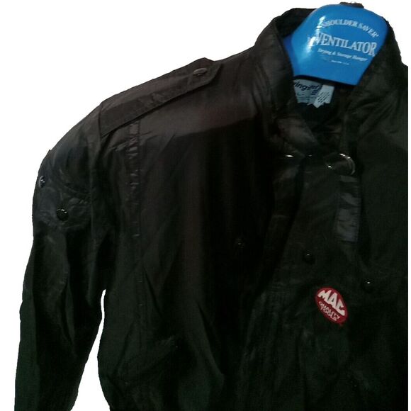 Vtg Mac Tools L Bomber Racing Jacket Windbreaker Zip Swingster Black USA NICE! - Picture 6 of 7
